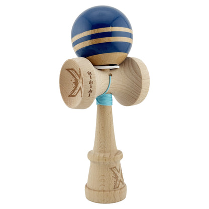 Kendama X Originala RAINBOW, Profesionala, Klevo, Cupe Mari KING SIZE V3, Super Sticky, Gaura in Baza, Rulment Metalic, din lemn 18 cm, Ata 62/65 cm, Albastru/Maro