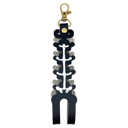 Husa pentru Kendama, Klevo, tip Pandativ/Breloc, Imprimeu Skull, din Piele Ecologica, 26 x 3.2 cm, Negru