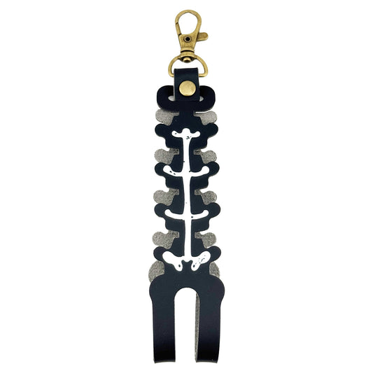 Husa pentru Kendama, Klevo, tip Pandativ/Breloc, Imprimeu Skull, din Piele Ecologica, 26 x 3.2 cm, Negru