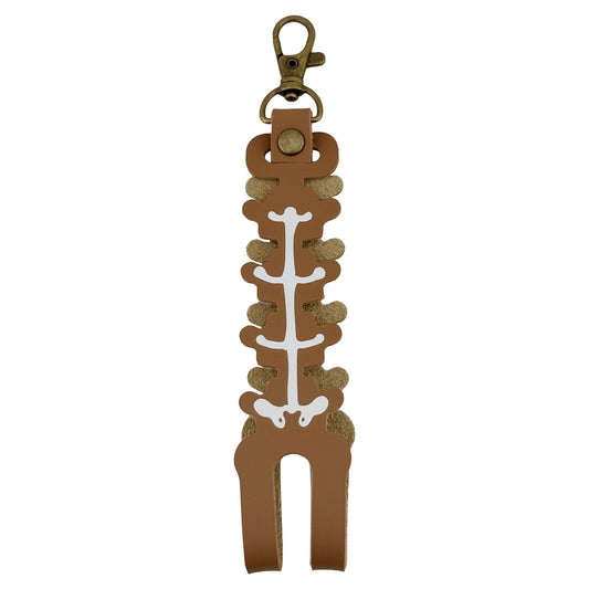 Husa pentru Kendama, Klevo, tip Pandativ/Breloc, Imprimeu Skull, din Piele Ecologica, 26 x 3.2 cm, Maro