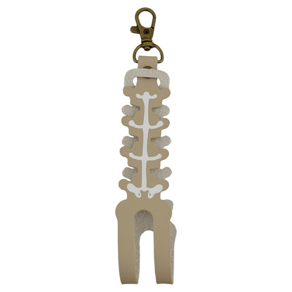 Husa pentru Kendama, Klevo, tip Pandativ/Breloc, Imprimeu Skull, din Piele Ecologica, 26 x 3.2 cm, Bej deschis