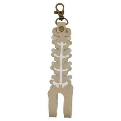 Husa pentru Kendama, Klevo, tip Pandativ/Breloc, Imprimeu Skull, din Piele Ecologica, 26 x 3.2 cm, Bej deschis