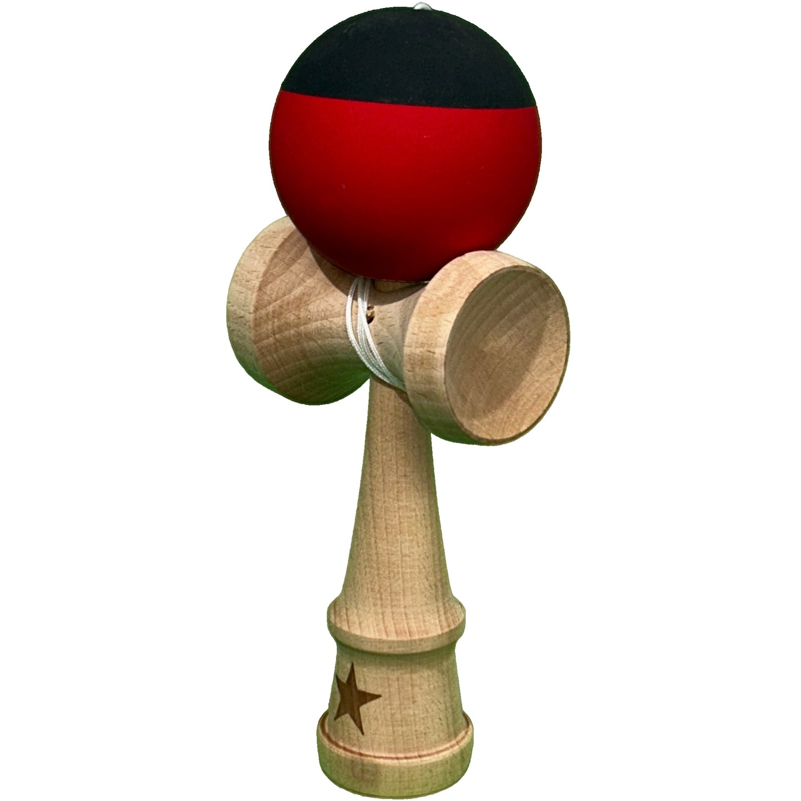 Kendama X Originala, Profesionala, Klevo, 18 cm, din Lemn, Rubber Grip, Rosu/Negru