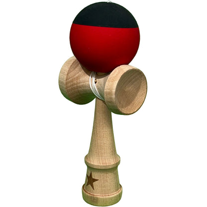 Kendama X Originala, Profesionala, Klevo, 18 cm, din Lemn, Rubber Grip, Rosu/Negru