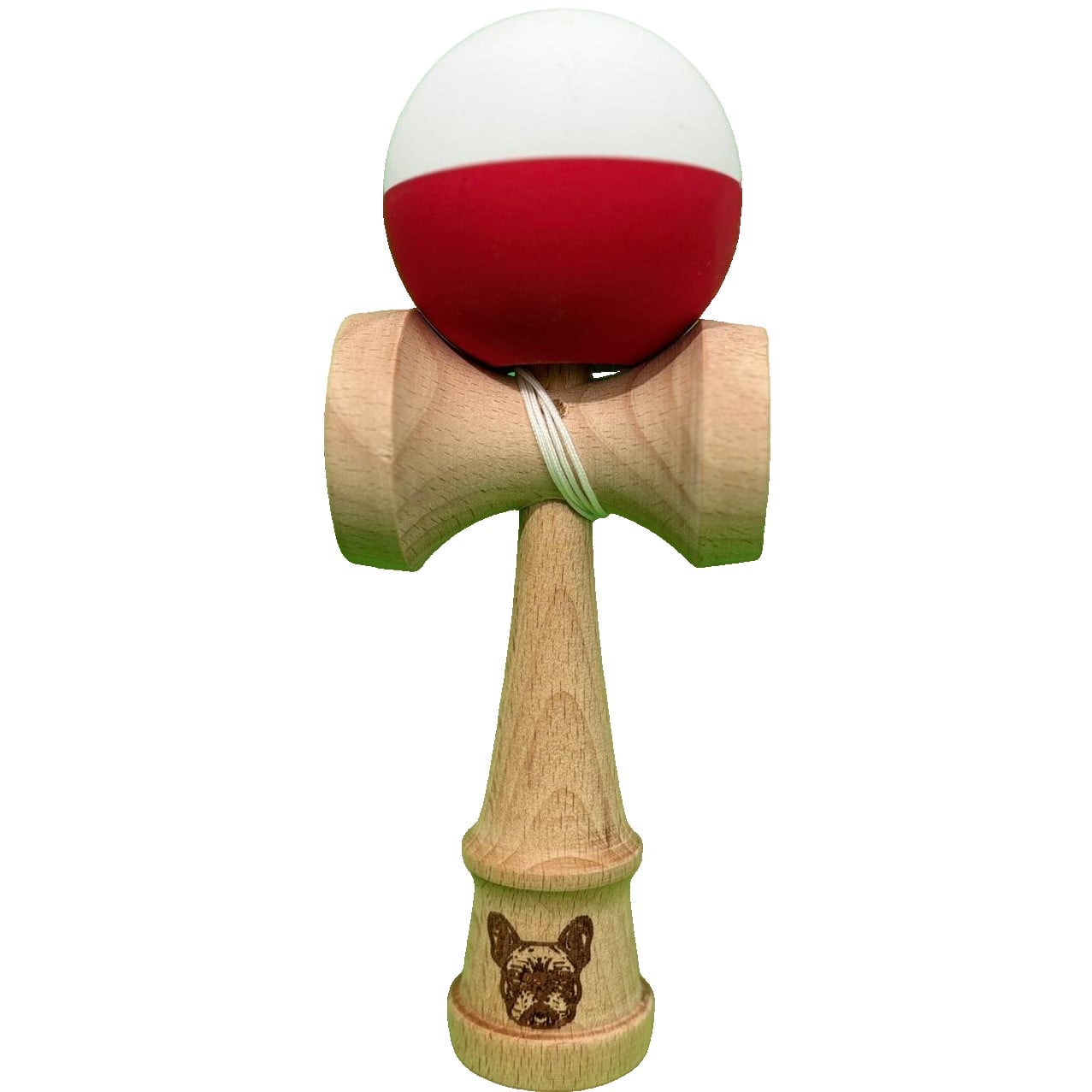 Kendama X Originala, Profesionala, Klevo, din Lemn, Rubber Grip, 18 cm, Alb/Rosu