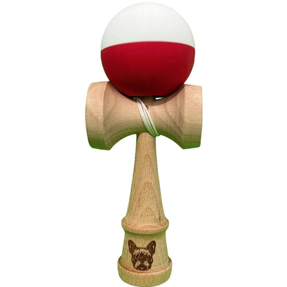 Kendama X Originala, Profesionala, Klevo, din Lemn, Rubber Grip, 18 cm, Alb/Rosu
