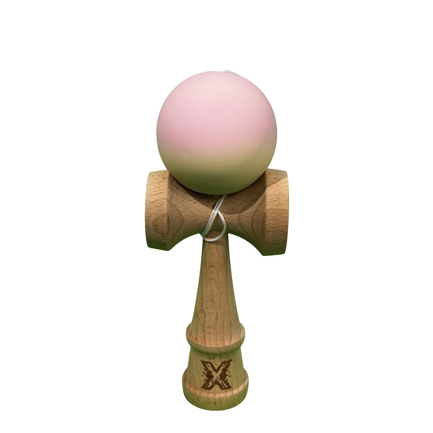 Kendama X Originala, Profesionala, Klevo, din Lemn, Rubber Grip, 18 cm, Roz/Galben