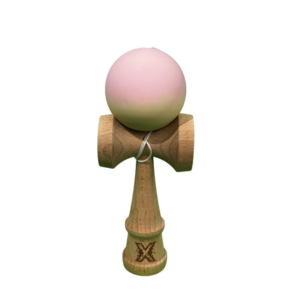 Kendama X Originala, Profesionala, Klevo, din Lemn, Rubber Grip, 18 cm, Roz/Galben