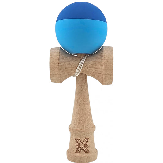 Kendama X Originala, Profesionala, Klevo, din Lemn, Rubber Grip, 18 cm, Albastru/Bleu