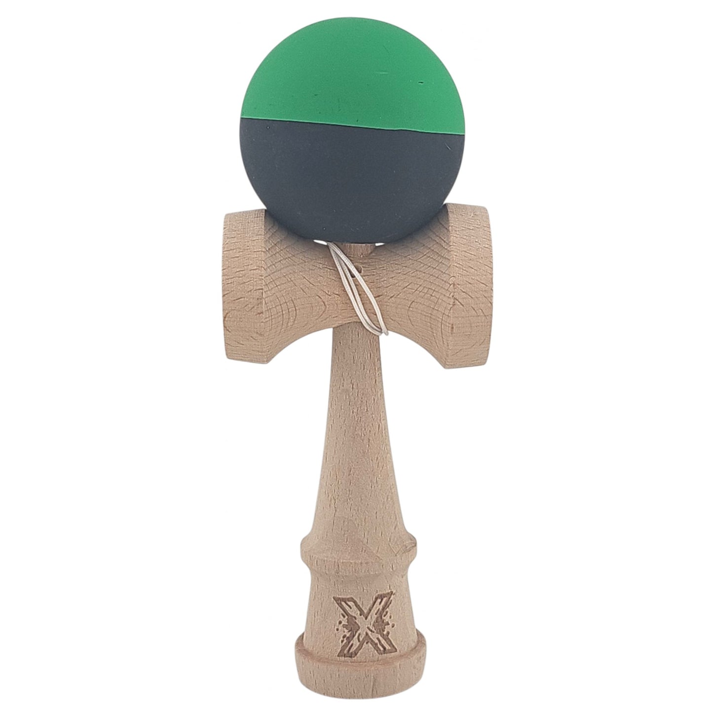 Kendama X Originala, Profesionala, Klevo, 18 cm, din Lemn, Verde/Negru