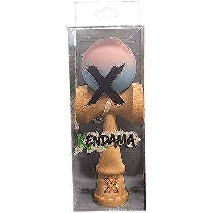 Kendama X Originala, Profesionala, Klevo, din Lemn, Rubber Grip, 18 cm, Lila/Turcoaz