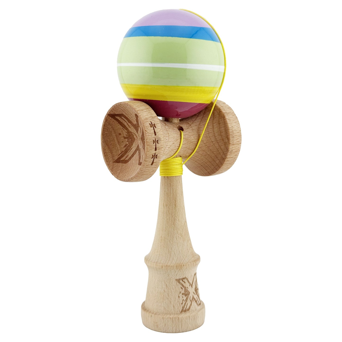 Kendama X SPECTRUM Originala, Profesionala, Klevo, Big Cups V2, Super Sticky Legendary Cupe Mari, Rulment Metalic cu Ata 55 cm, Multicolor