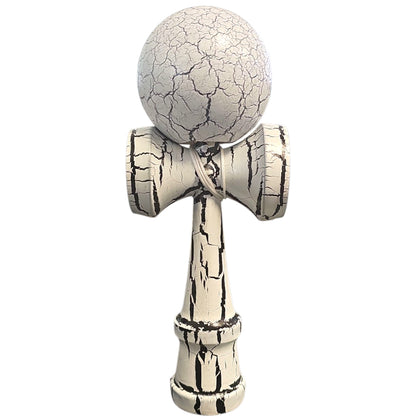 Kendama X Originala, Profesionala, Klevo, Cracked, din Lemn, 18 cm, Alb/Negru