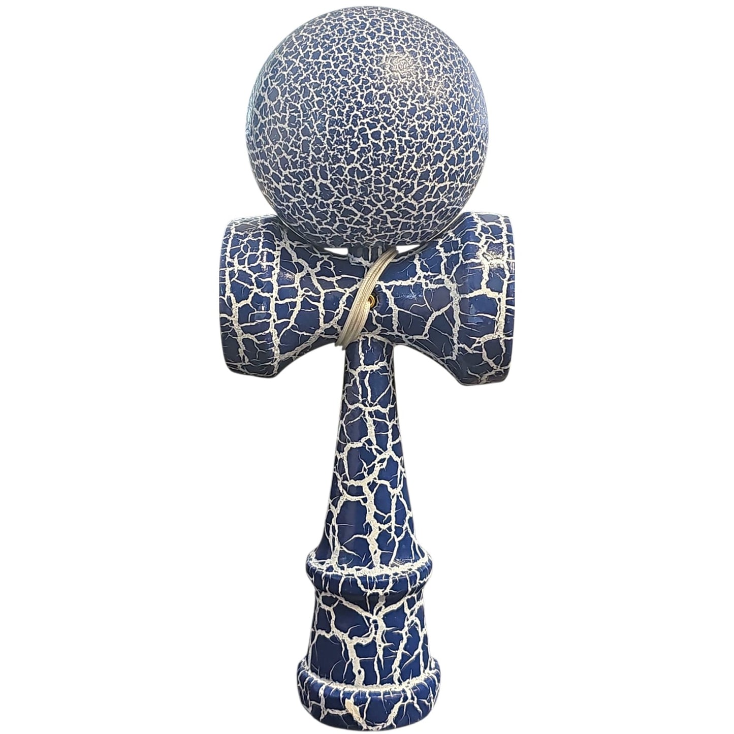 Kendama X Originala, Profesionala, Klevo, Cracked, din Lemn, 18 cm, Albastru/Alb