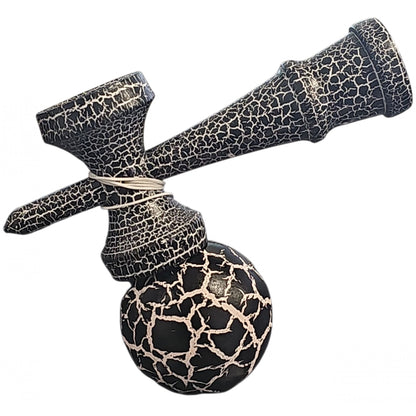 Kendama X Originala,  Profesionala, Klevo, Cracked, din Lemn, 18 cm,  Negru Alb