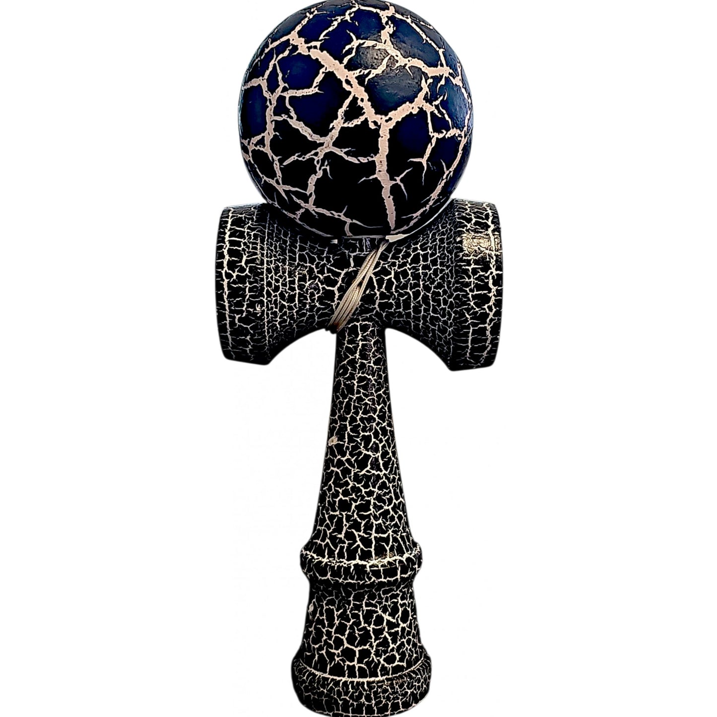 Kendama X Originala,  Profesionala, Klevo, Cracked, din Lemn, 18 cm,  Negru Alb