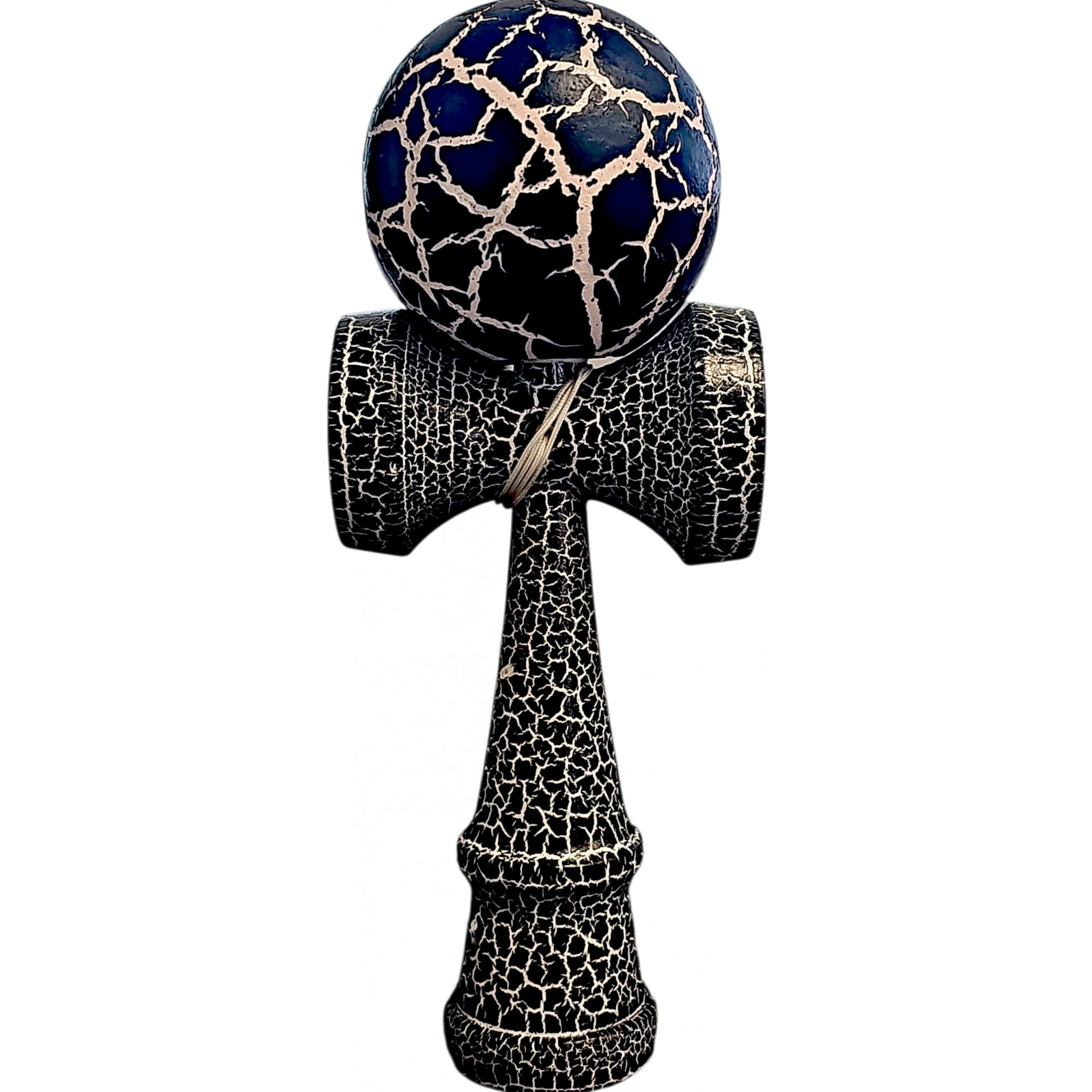 Kendama X Originala,  Profesionala, Klevo, Cracked, din Lemn, 18 cm,  Negru Alb