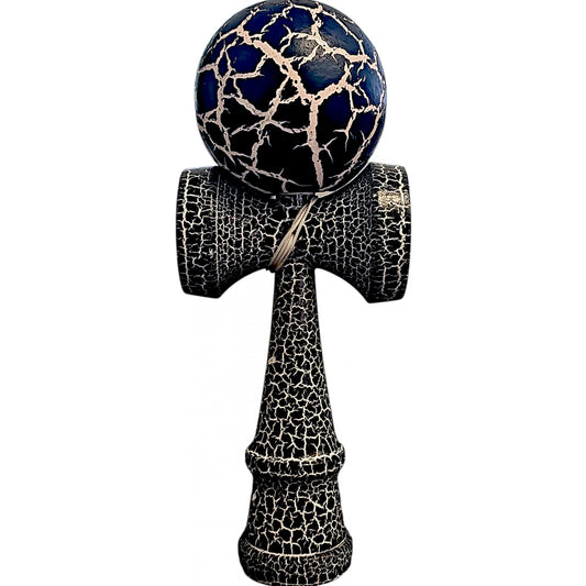 Kendama X Originala,  Profesionala, Klevo, Cracked, din Lemn, 18 cm,  Negru Alb
