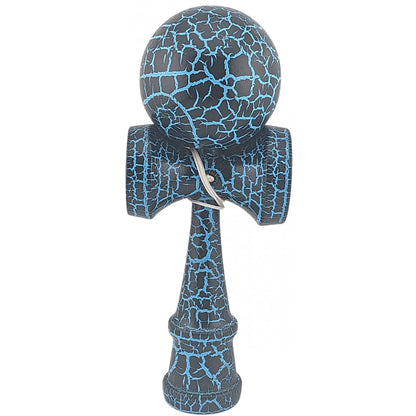 Kendama X Originala,  Profesionala, Klevo, Cracked, din Lemn, 18 cm,  Negru, Albastru