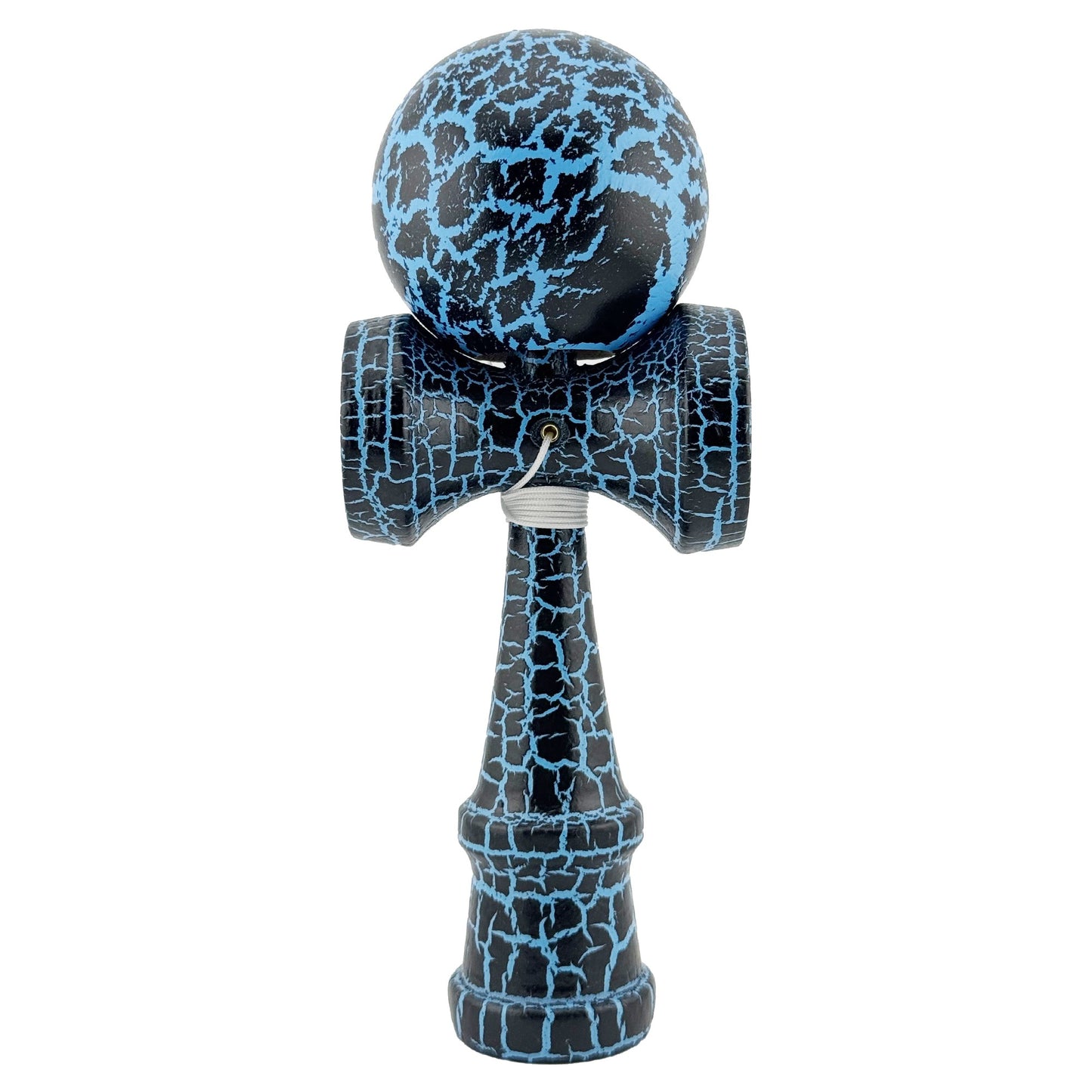 Kendama X Originala, Profesionala, Klevo, Cracked, din Lemn, 18 cm,  Negru, Albastru