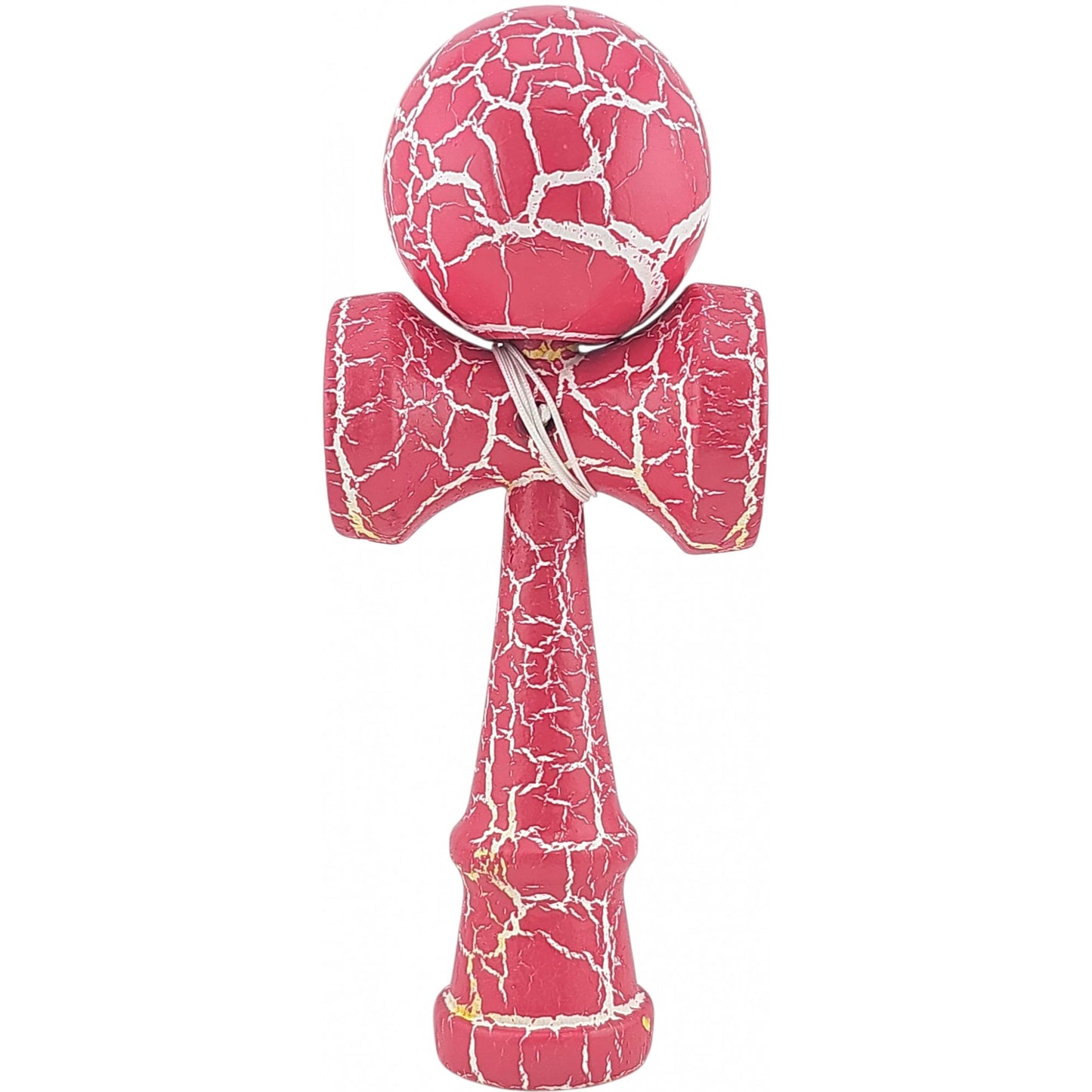 Kendama X Originala, Profesionala, Klevo, Cracked, din Lemn, 18 cm, Roz Aprins/Alb
