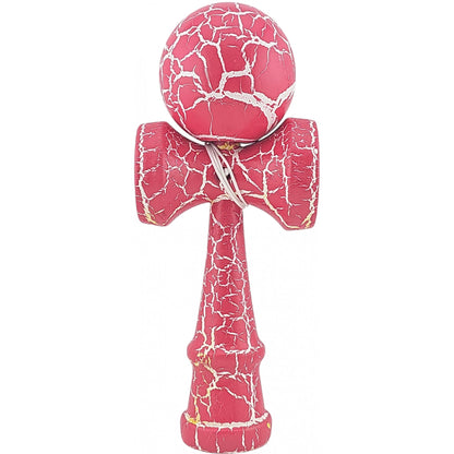Kendama X Originala, Profesionala, Klevo, Cracked, din Lemn, 18 cm, Roz Aprins/Alb