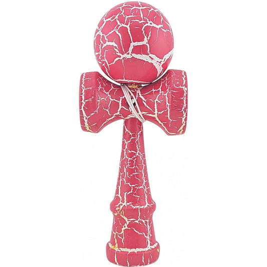 Kendama X Originala, Profesionala, Klevo, Cracked, din Lemn, 18 cm, Roz Aprins/Alb