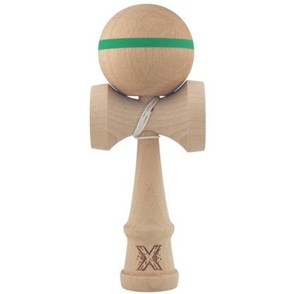 Kendama X Originală, Profesională, Klevo, din Lemn,18 cm, Model cu Dunga Verde