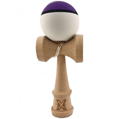 Kendama X Originala, Profesionala, Klevo, din Lemn, 18 cm, Multicolor Mov/Negru/Alb