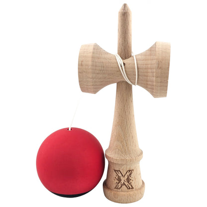Kendama X Originala, Profesionala, Klevo, din Lemn, 18 cm, Rubber Grip, Negru/Rosu