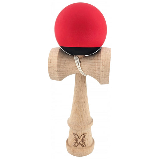 Kendama X Originala, Profesionala, Klevo, din Lemn, 18 cm, Rubber Grip, Negru/Rosu