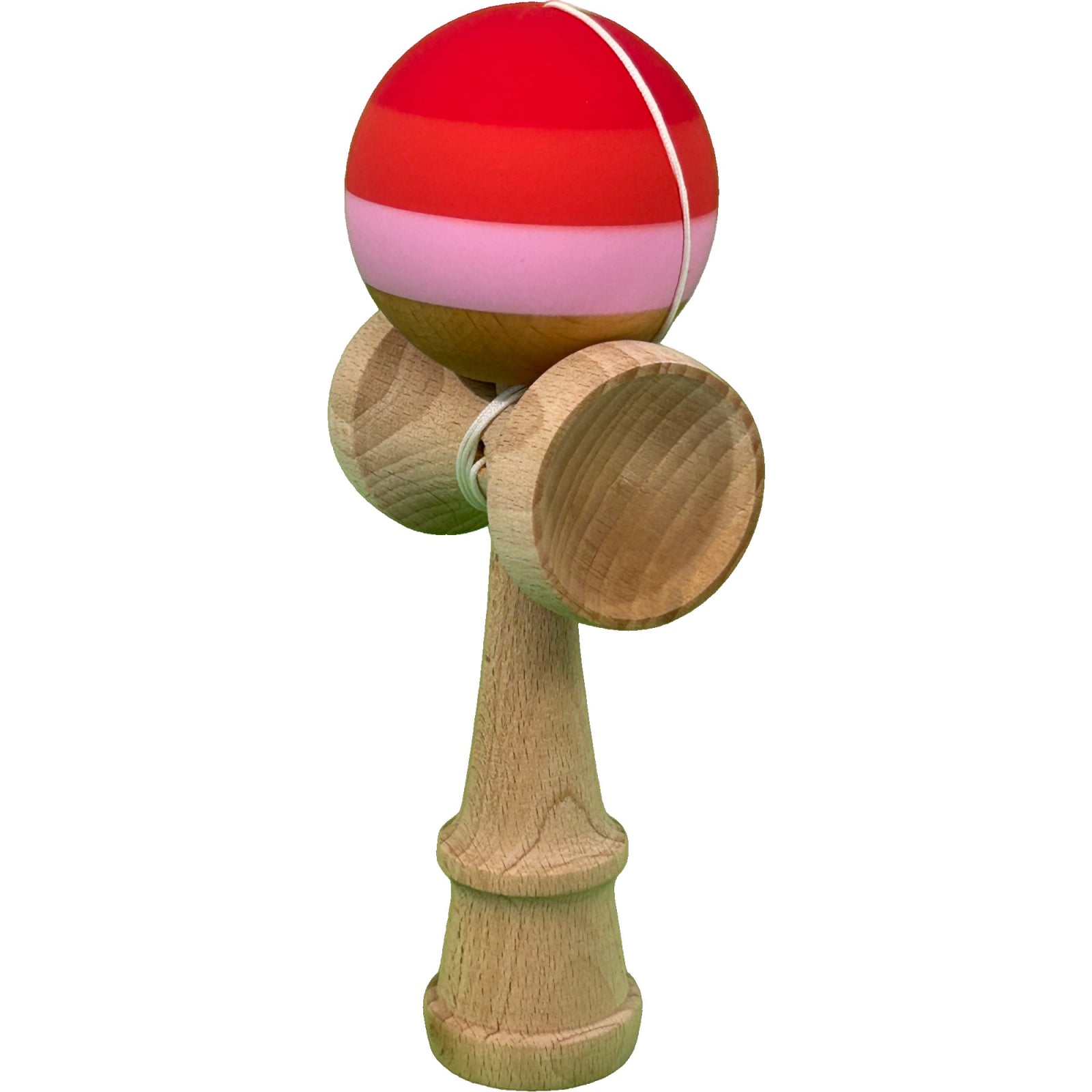 Kendama X Originala, Profesionala, Klevo, din Lemn, 18 cm, Rubber Grip, Rosu inchis/Rosu/Alb