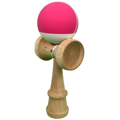 Kendama X Originala, Profesionala, Klevo, din Lemn, 18 cm, Rubber Grip, Roz inchis/Alb
