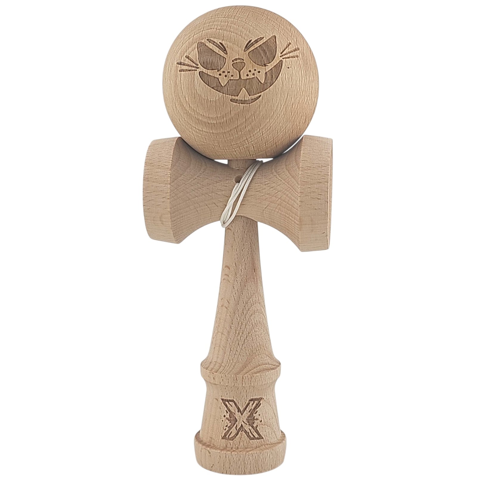 Kendama X Originala, Profesionala, Klevo, din Lemn, 18 cm, Special, Crazy Cat, Lemn