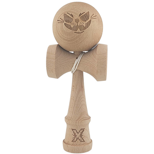 Kendama X Originala, Profesionala, Klevo, din Lemn, 18 cm, Special, Crazy Cat, Lemn
