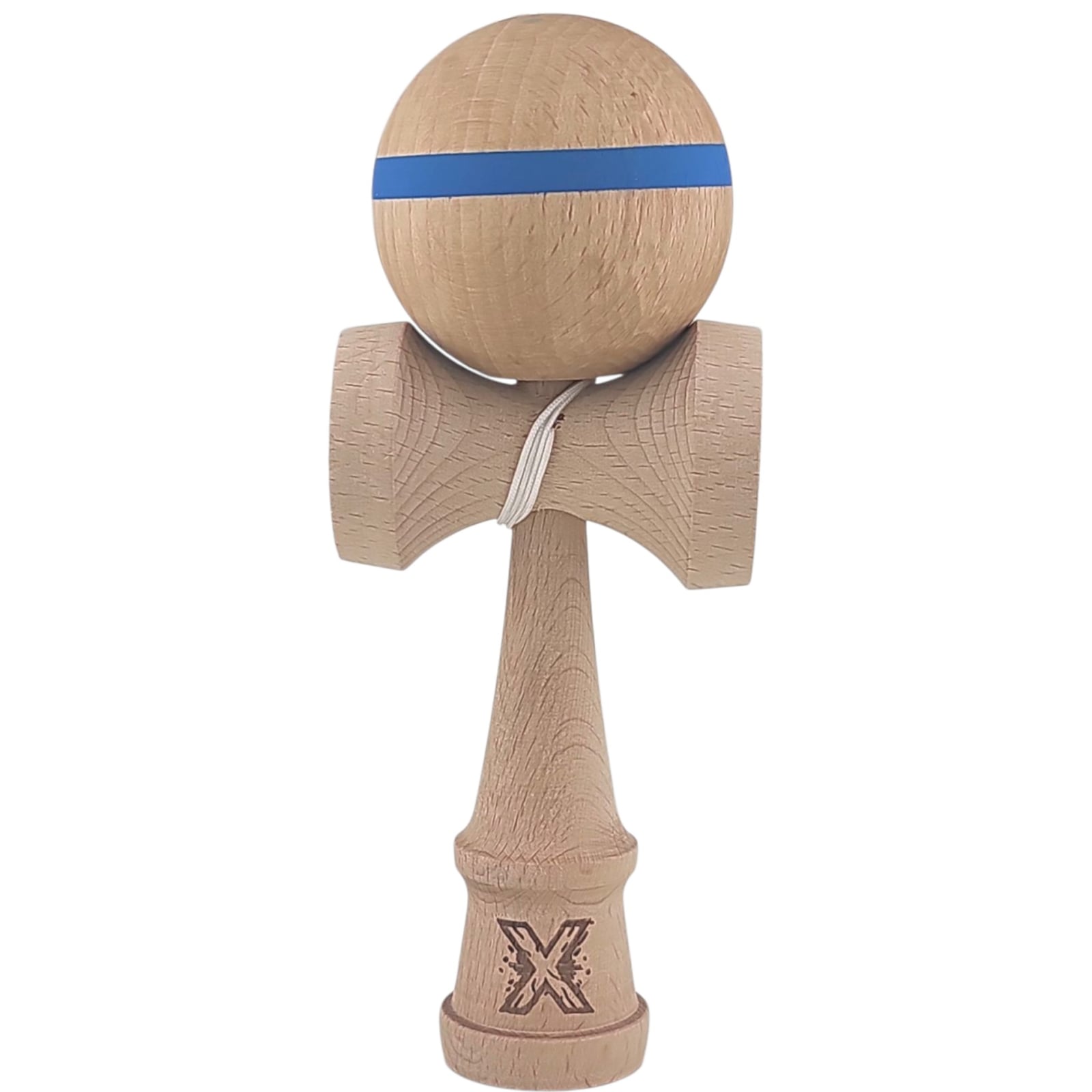 Kendama X Originala, Profesionala, Klevo, din Lemn, 18 cm, Special, Model cu Dunga, Albastru