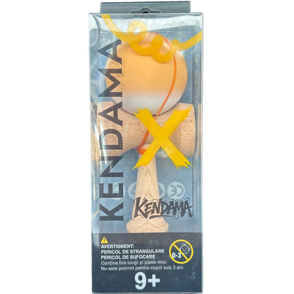 Kendama X Originala, Profesionala, Klevo, din Lemn cu Bila cu Invelis din Cauciuc, 18 x 6 x 7 cm, Rubber Grip, Portocaliu/Alb