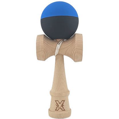 Kendama X Originala, Profesionala, Klevo, din Lemn, Rubber Grip, 18 cm, Albastru/Negru