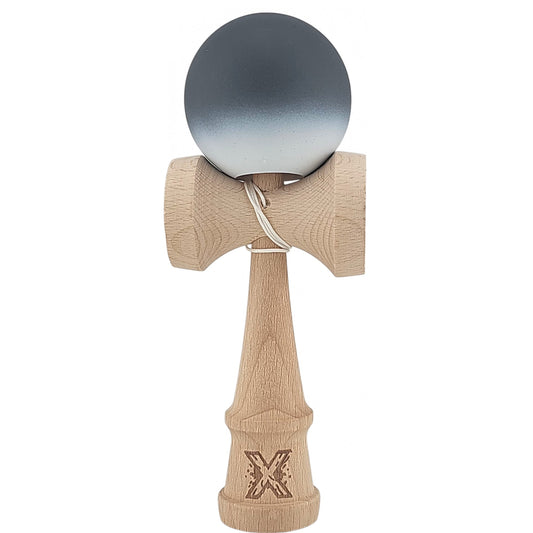 Kendama X Originala, Profesionala, Klevo, din Lemn, Rubber Grip, 18 cm, Alb/Negru