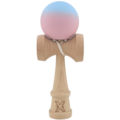Kendama X Originala, Profesionala, Klevo, din Lemn, Rubber Grip, 18 cm, Albastru/Lila