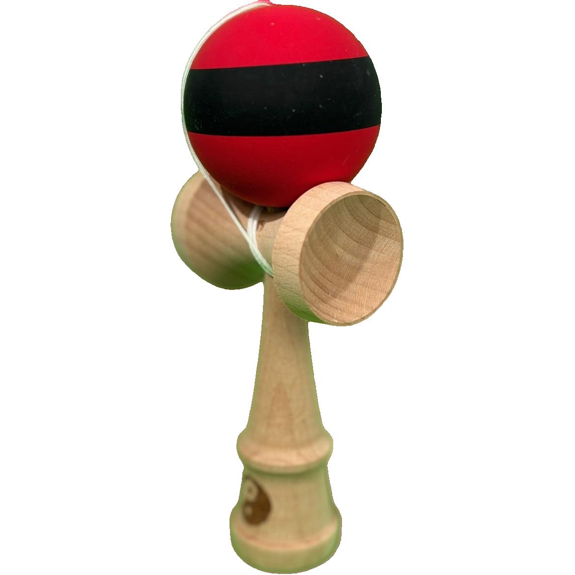 Kendama X Originala, Profesionala, Klevo, din Lemn, Rubber Grip, 18 cm, Rosu/Negru