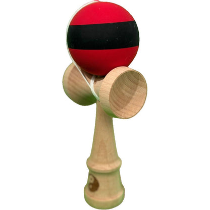 Kendama X Originala, Profesionala, Klevo, din Lemn, Rubber Grip, 18 cm, Rosu/Negru