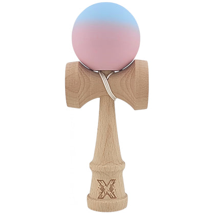Kendama X Originala, Profesionala, Klevo, din Lemn, Rubber Grip, 18 cm, Albastru/Lila