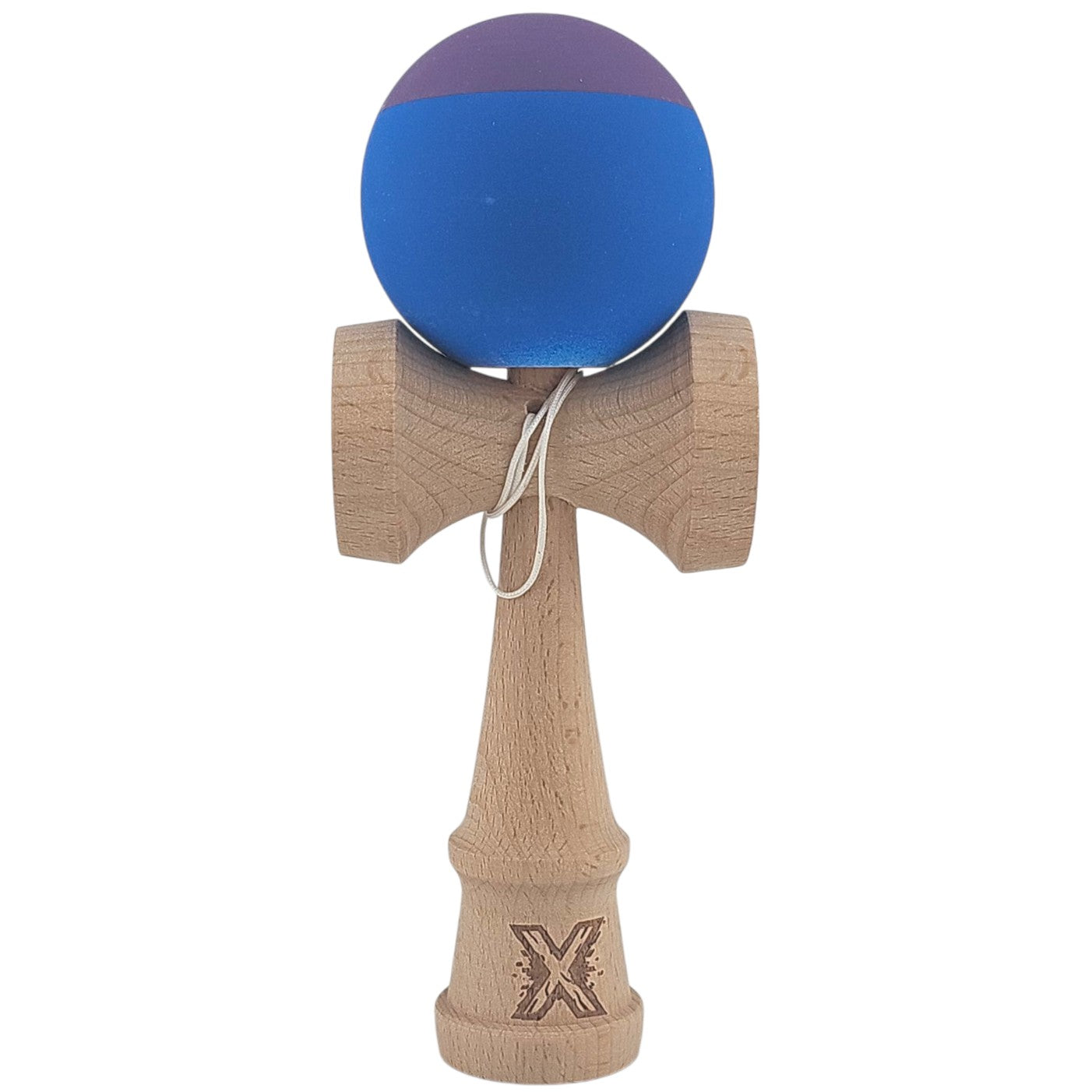 Kendama X Originala, Profesionala, Klevo, din Lemn, Rubber Grip, 18 cm, Albastru/Mov