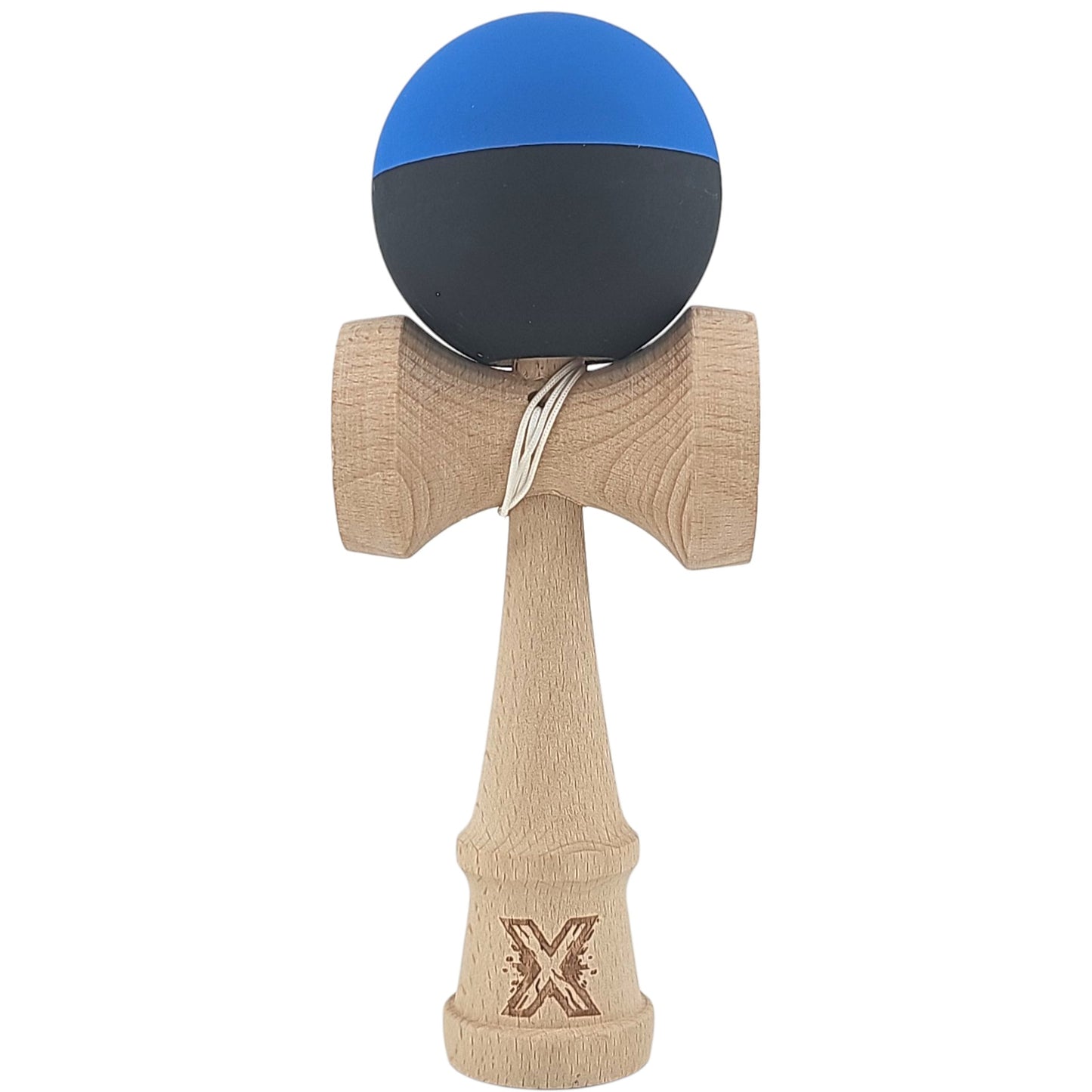 Kendama X Originala, Profesionala, Klevo, din Lemn, Rubber Grip, 18 cm, Albastru/Negru