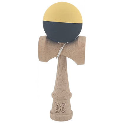 Kendama X Originala, Profesionala, Klevo, din Lemn, Rubber Grip, 18 cm, Galben/Negru