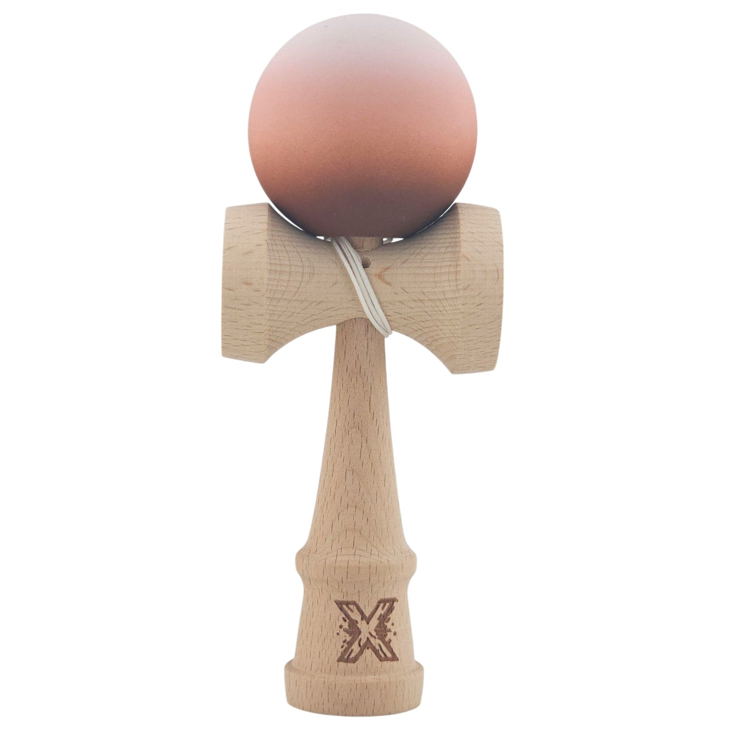 Kendama X Originala, Profesionala, Klevo, din Lemn, Rubber Grip, 18 cm, Maro/Bej/Roz
