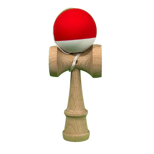 Kendama X Originala, Profesionala, Klevo, din Lemn, Rubber Grip, 18 cm, Rosu/Alb