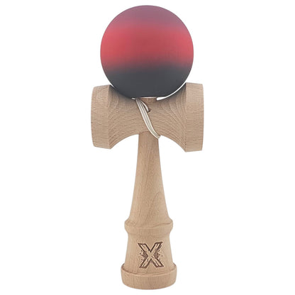 Kendama X Originala, Profesionala, Klevo, din Lemn, Rubber Grip, 18 cm, Mov/Rosu/Negru