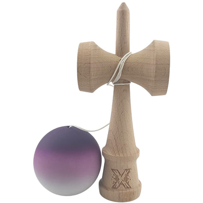 Kendama X Originala, Profesionala, Klevo, din Lemn, Rubber Grip, 18 cm, Negru/Maro/Alb